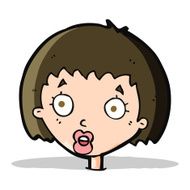 cartoon surprised female face N27