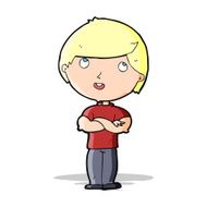 cartoon happy man with folded arm N4