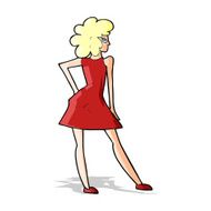 cartoon woman posing in dress N16