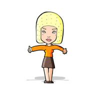 cartoon woman giving thumbs up symbol N29