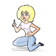 cartoon sitting woman with idea N4