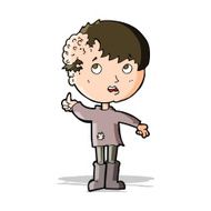 cartoon boy with growth on head N16