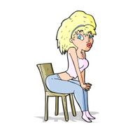 cartoon woman posing on chair N11