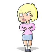 cartoon woman making Who Me? gesture N19