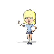 Cartoon Woman Waving N150
