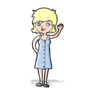 cartoon pretty woman waving N37