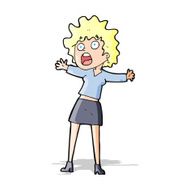 cartoon frightened woman N14