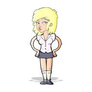 cartoon pretty woman with hands on hips N9