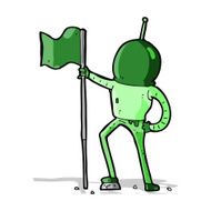 cartoon astronaut planting flag N5