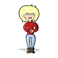 cartoon worried woman N38