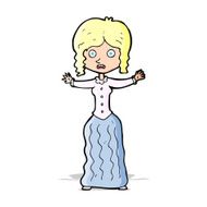cartoon worried victorian woman N4