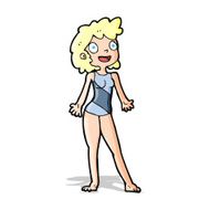 cartoon woman in swimming costume N5