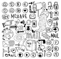 E-mail doodle set Hand-drawn vector illustration N4