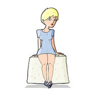 cartoon curious woman sitting N5