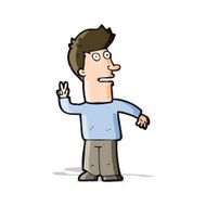 cartoon man making peace sign N5