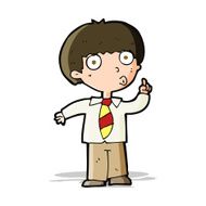 cartoon school boy with question N13