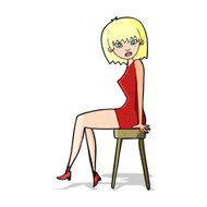 cartoon woman sitting on stool N9