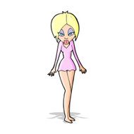 cartoon woman in short dress N4
