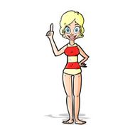 cartoon woman in striped swimsuit N4