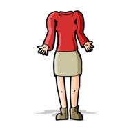 cartoon female body with shrugging shoulders (mix and match cart N4