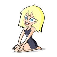 cartoon happy woman in dress N13