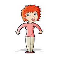 cartoon woman shrugging shoulders N216
