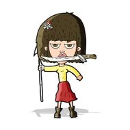 cartoon woman with knife and harpoon N5