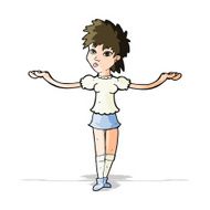 cartoon woman shrugging shoulders N217