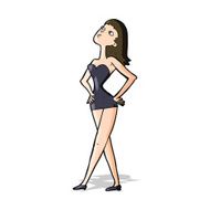cartoon woman in party dress N4
