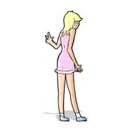 Cartoon Woman Waving N151
