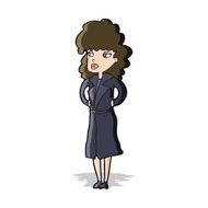 cartoon woman in trench coat N13