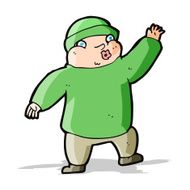 cartoon man in hat waving N5