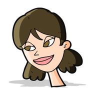 cartoon happy female face N83