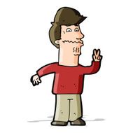Cartoon Man Giving Peace Sign N25