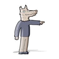 cartoon wolf man pointing N5