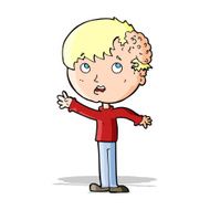 cartoon boy with growth on head N17