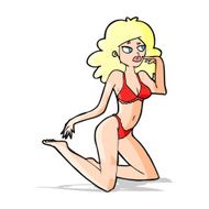cartoon woman in underwear looking thoughtful N5