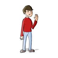 cartoon waving man N43