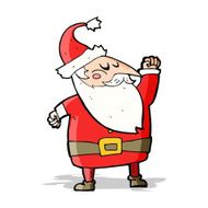 cartoon santa claus punching air N8