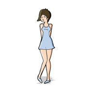 cartoon pretty woman in dress N20