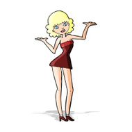 cartoon woman in cocktail dress N7