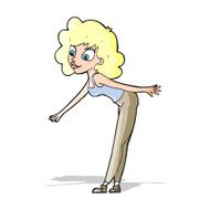 cartoon woman reaching to pick something up N5