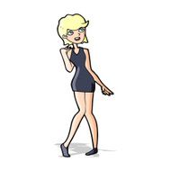 cartoon woman in cocktail dress N8