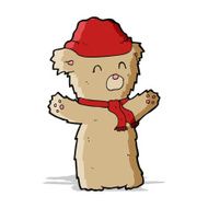 cartooon teddy bear in hat and scarf N2
