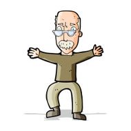 cartoon old man waving arms N4