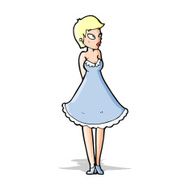 cartoon pretty woman in dress N23