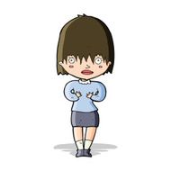 cartoon woman making Who Me? gesture N20