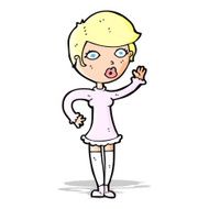 cartoon pretty woman waving N38