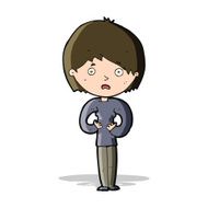 cartoon woman making Who Me? gesture N21