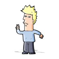 Cartoon Man Giving Peace Sign N26